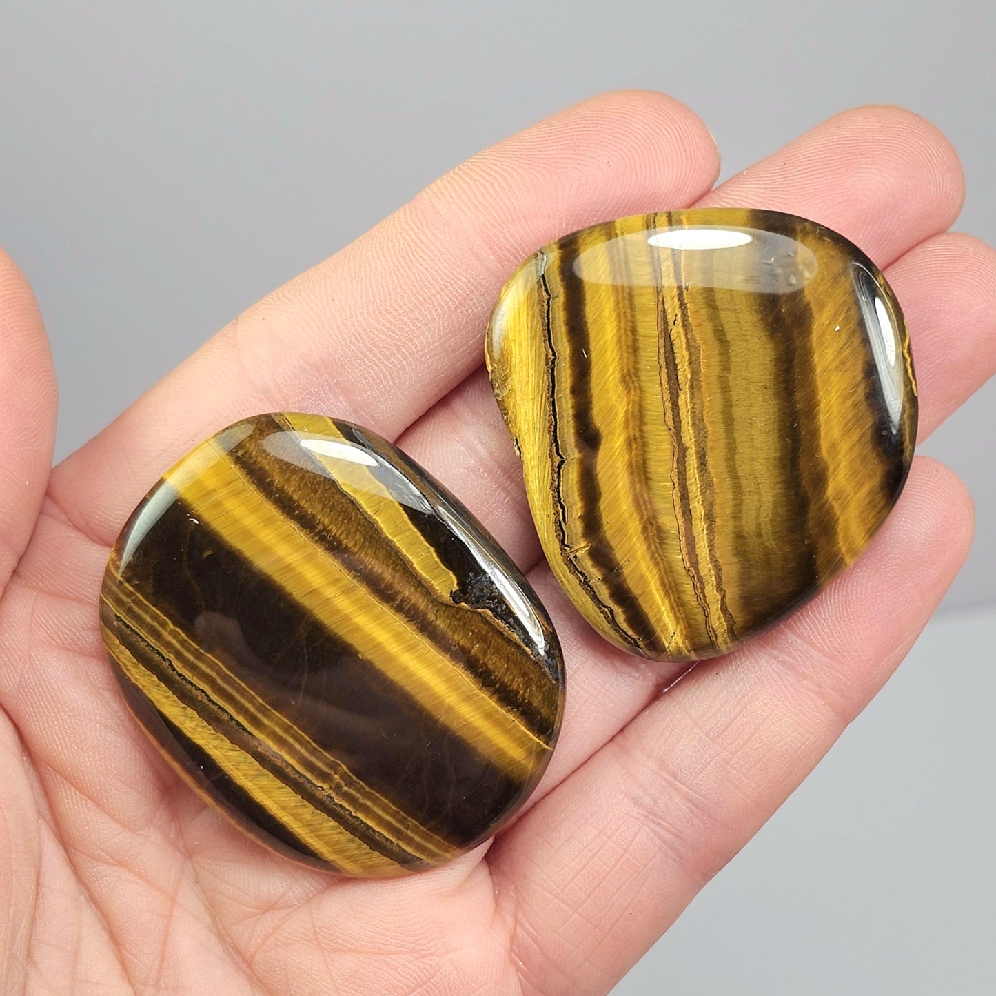 Tiger's Eye Palm Stone, Polished Tigers Eye Crystal