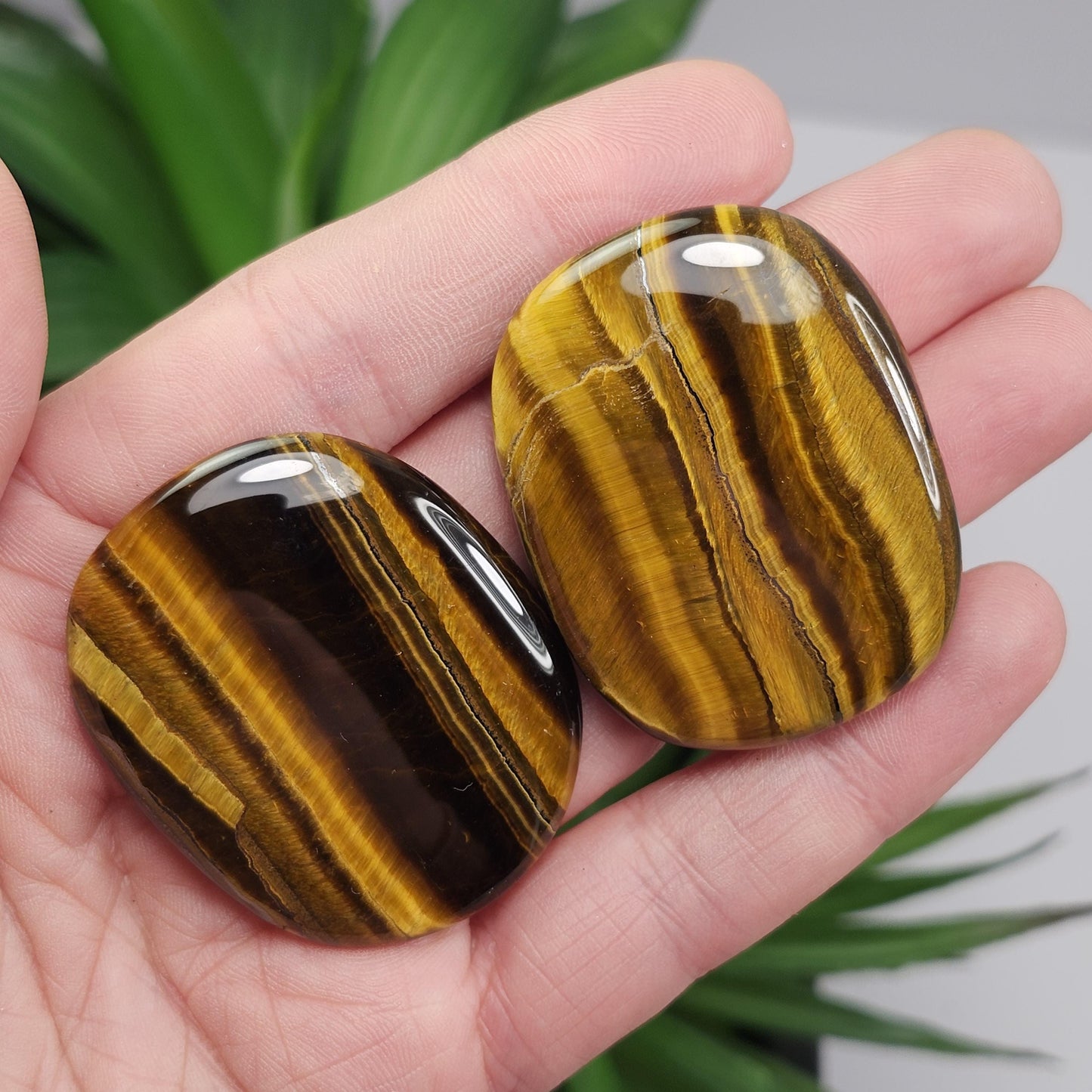 Tiger's Eye Palm Stone, Polished Tigers Eye Crystal