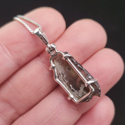 Genuine Moldavite Pendant, Authentic Moldavite Tektite Sterling Silver Jewelry