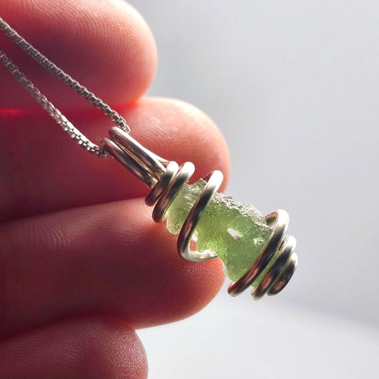 Moldavite with Natural HOLE Pendant, Authentic Moldavite Necklace