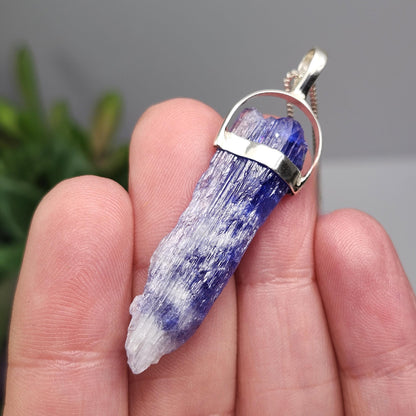 Bi Color Blue Tanzanite Pendant, Sterling Silver Tanzanite Crystal Necklace