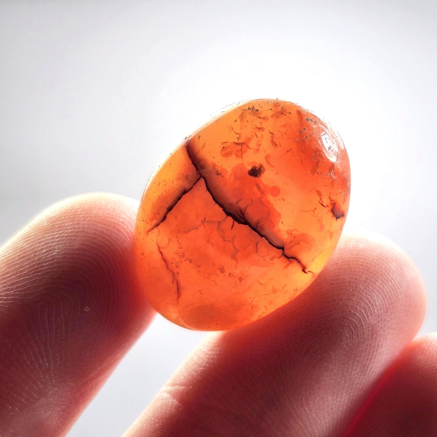 Carnelian Crystal from Madagascar, Tumbled Orange Chalcedony Stone