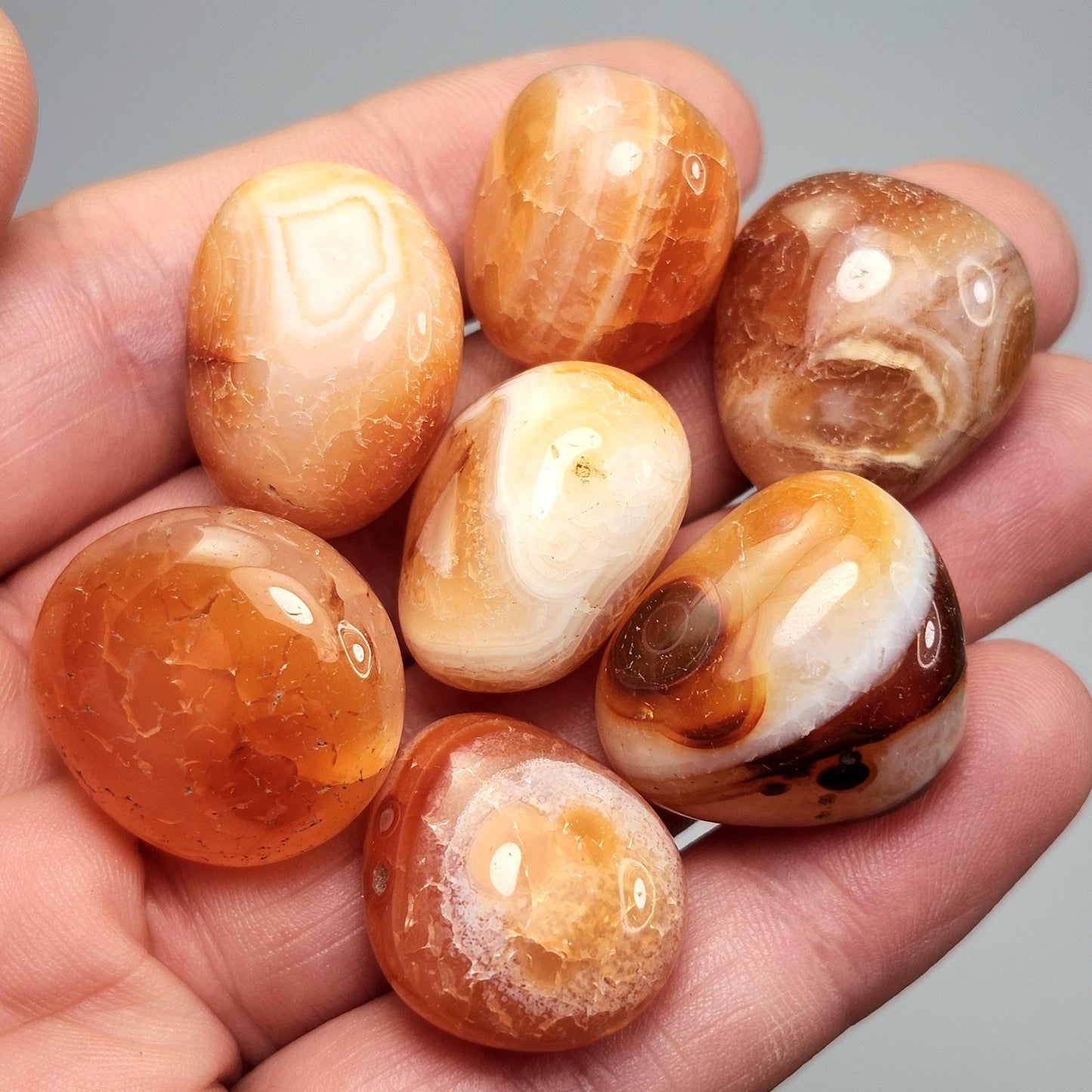 Carnelian Crystal from Madagascar, Tumbled Orange Chalcedony Stone