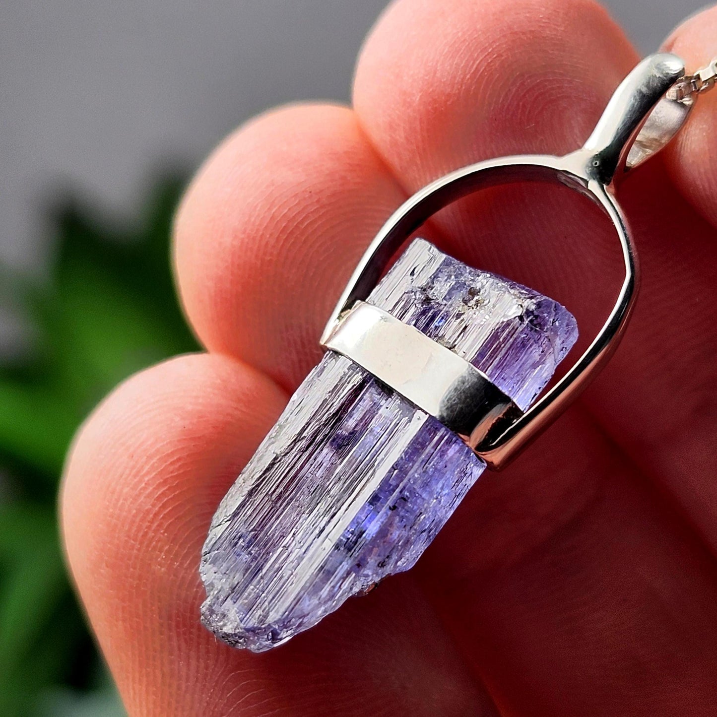 Tanzanite Crystal Pendant, Sterling Silver Necklace