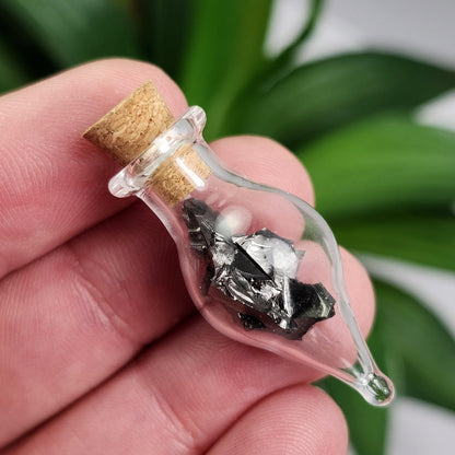 Shungite Crystals in Glass Jar, Elite Noble Shungite Raw Stone