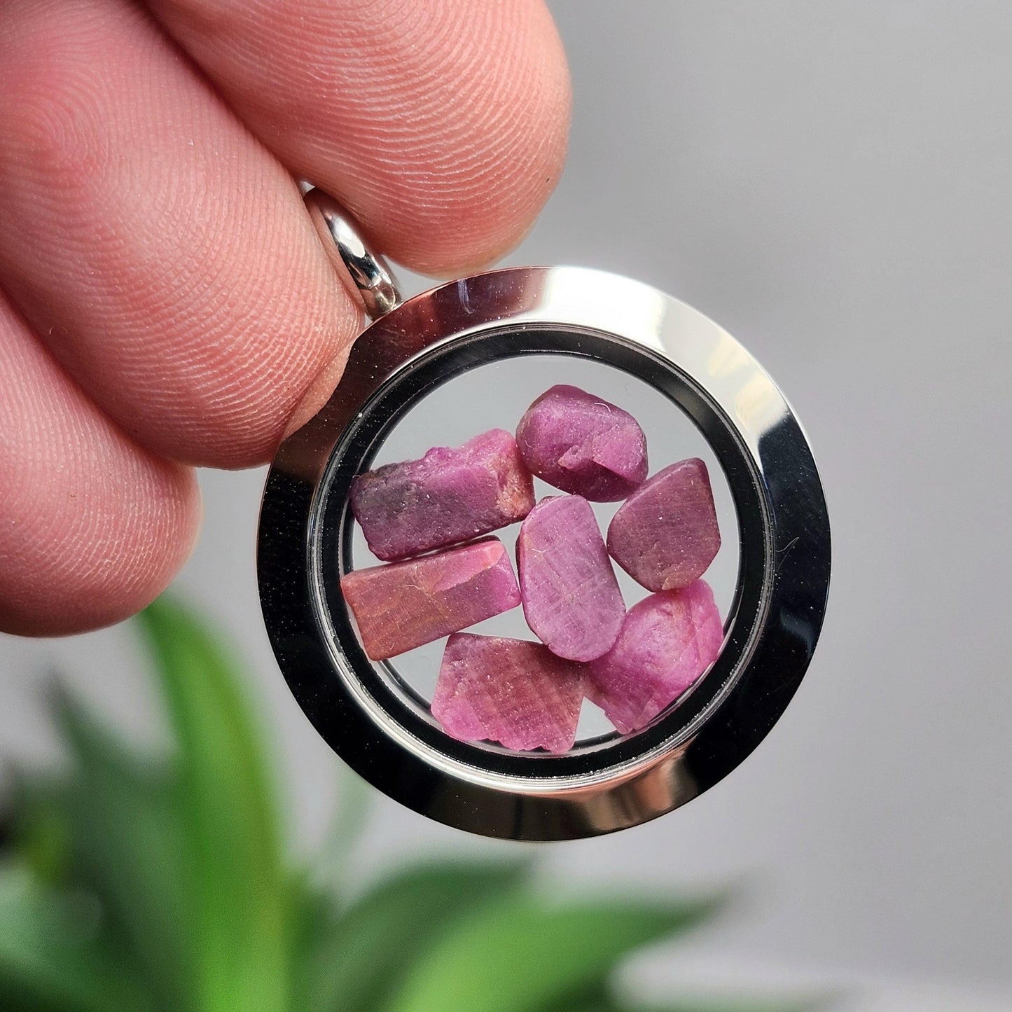 Ruby Crystal Pendant, UV Reactive Ruby Locket Necklace