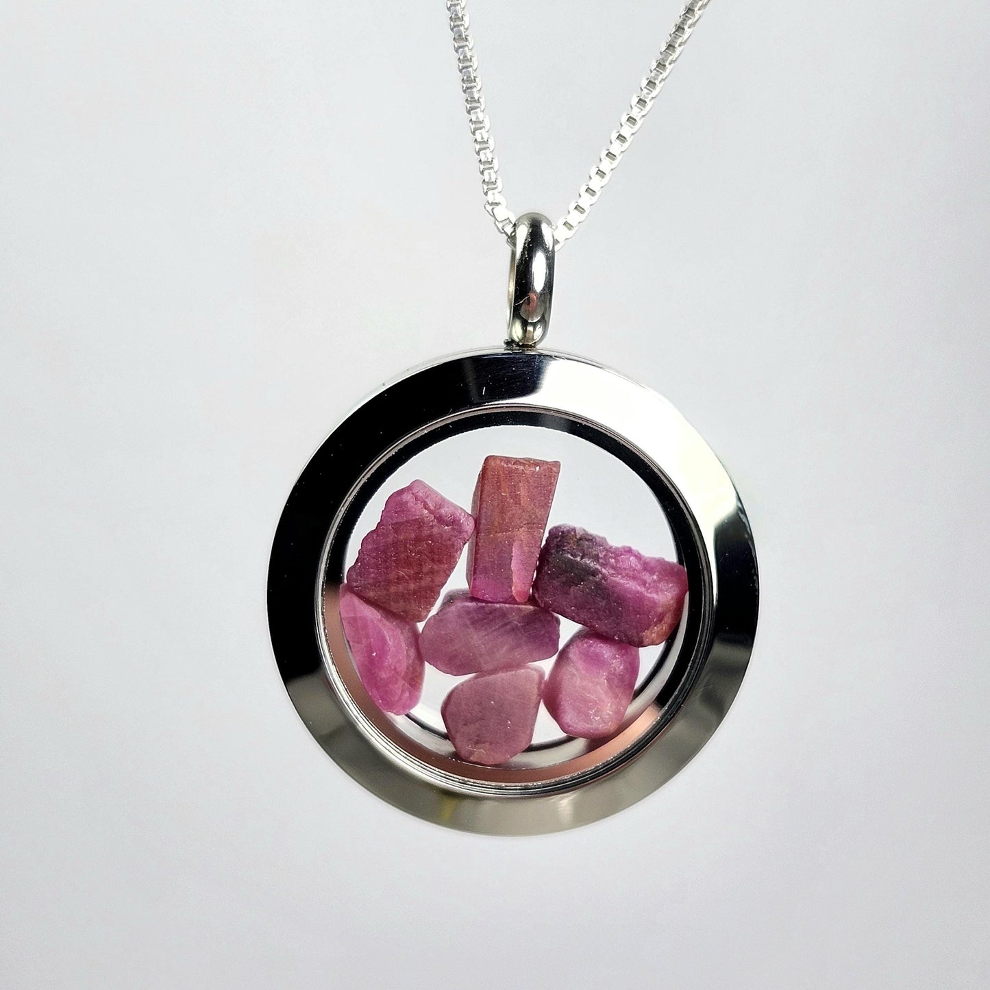 Ruby Crystal Pendant, UV Reactive Ruby Locket Necklace