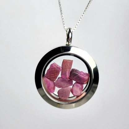 Ruby Crystal Pendant, UV Reactive Ruby Locket Necklace