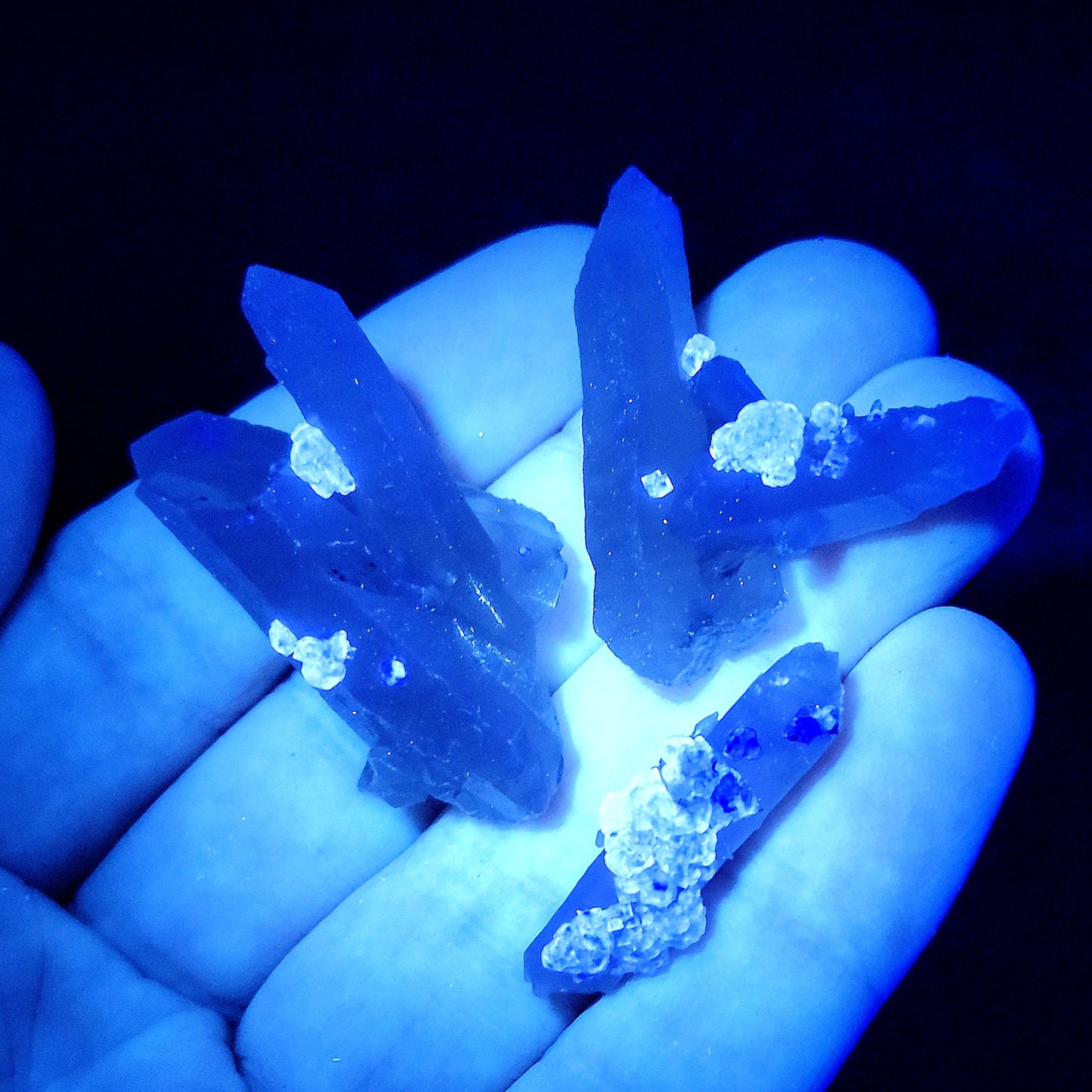 UV Reactive Fluorite on Quartz, Fluorescent Fluorite & Quartz