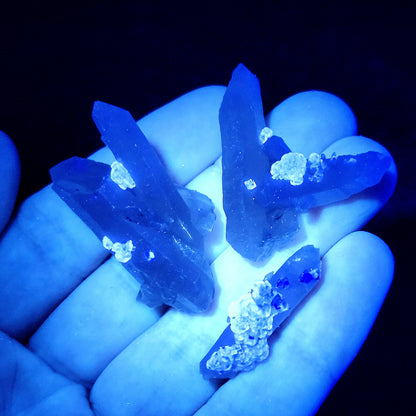 UV Reactive Fluorite on Quartz, Fluorescent Fluorite & Quartz
