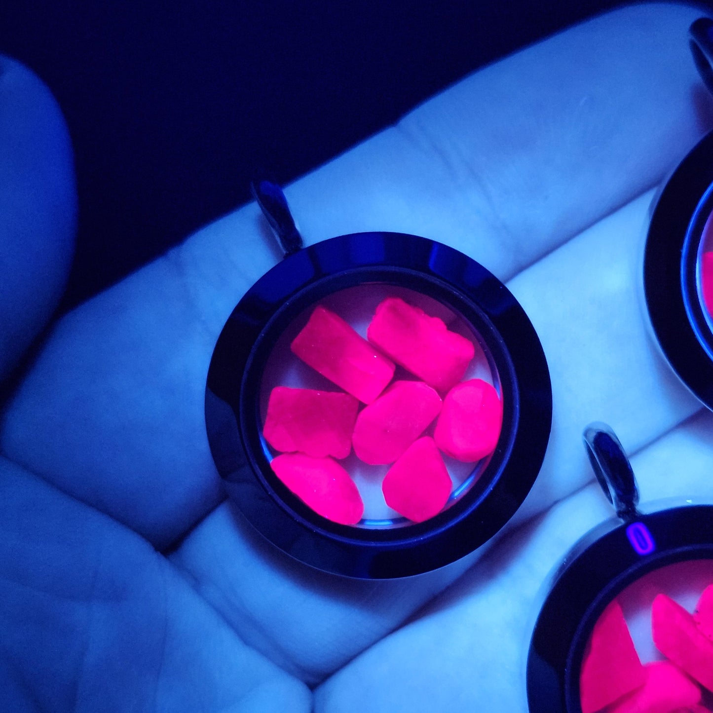 Ruby Crystal Pendant, UV Reactive Ruby Locket Necklace