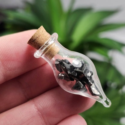 Shungite Crystals in Glass Jar, Elite Noble Shungite Raw Stone