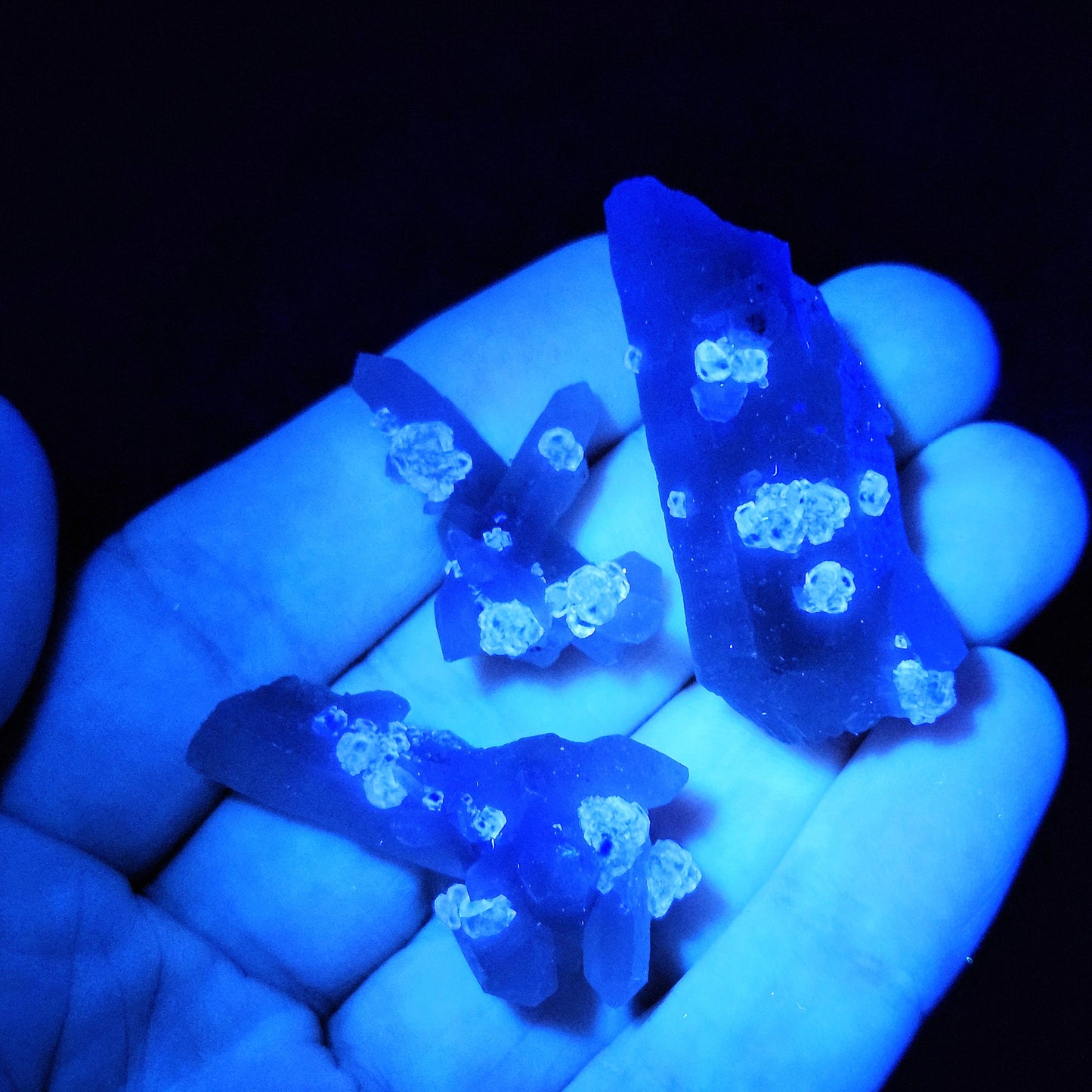 UV Reactive Fluorite on Quartz, Fluorescent Fluorite & Quartz