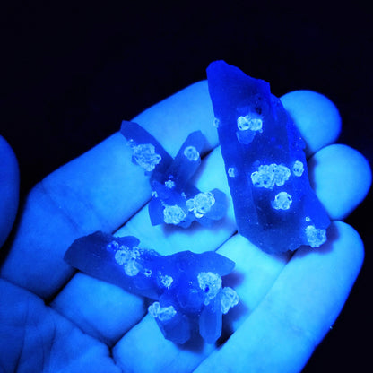 UV Reactive Fluorite on Quartz, Fluorescent Fluorite & Quartz