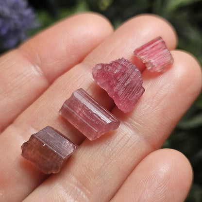 Natural Pink Tourmaline Crystal with Striations, Raw Raspberry Pink Tourmaline Specimen from Brazil