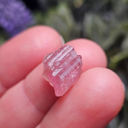 Natural Pink Tourmaline Crystal with Striations, Raw Raspberry Pink Tourmaline Specimen from Brazil