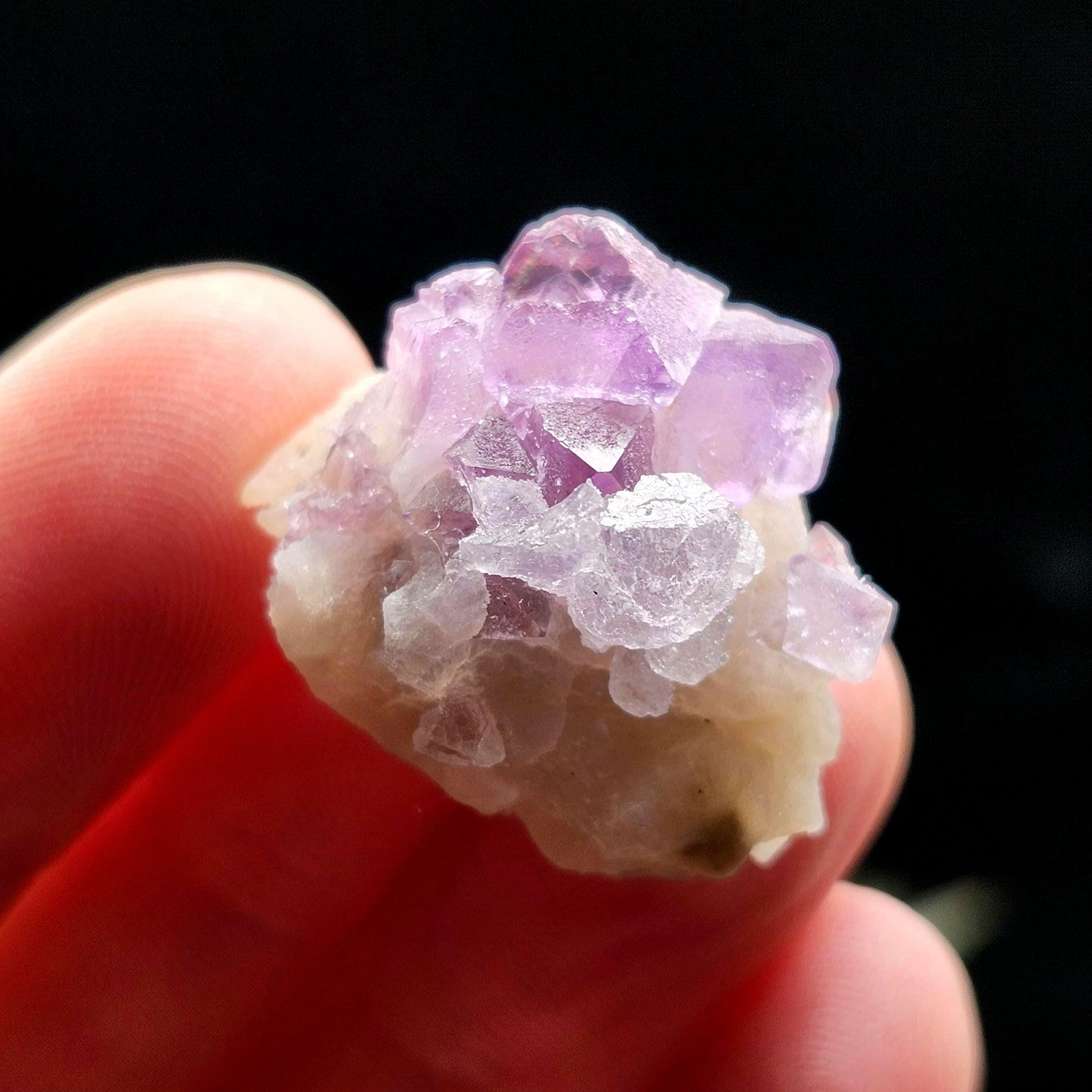 Lavender Purple Fluorite Cluster: UV Reactive, Fluorite with Calcite Mineral Specimen
