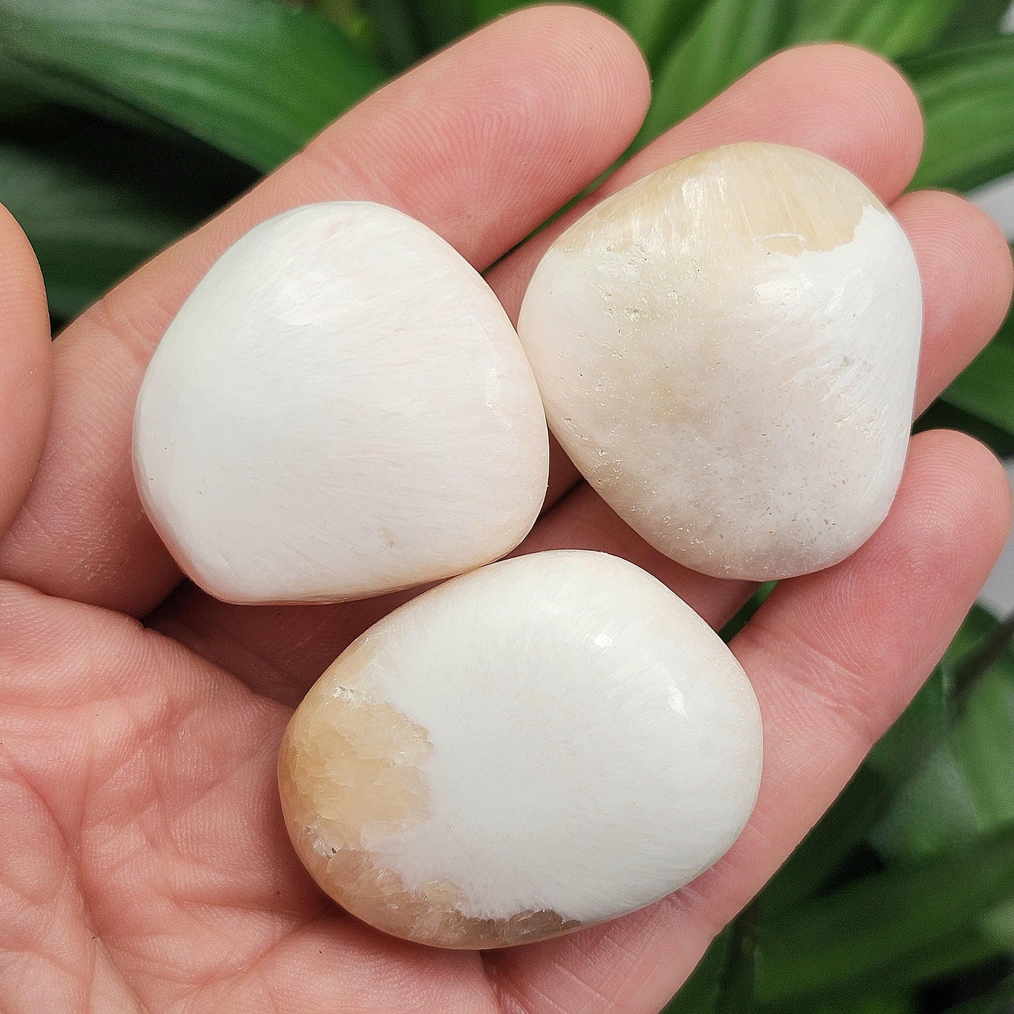 Scolecite with Pink Stilbite Crystal from India, Scolecite Stilbite Polished Tumbled Stone
