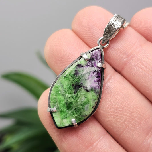 Kammererite Pendant, Sterling Silver Kammererite Crystal Necklace