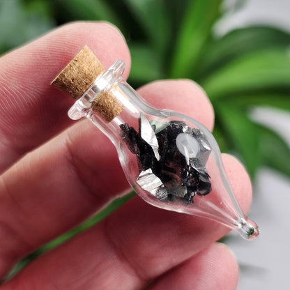 Shungite Crystals in Glass Jar, Elite Noble Shungite Raw Stone