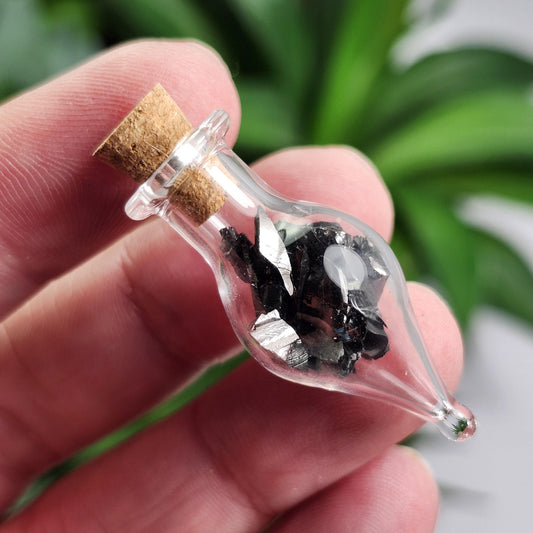 Shungite Crystals in Glass Jar, Elite Noble Shungite Raw Stone