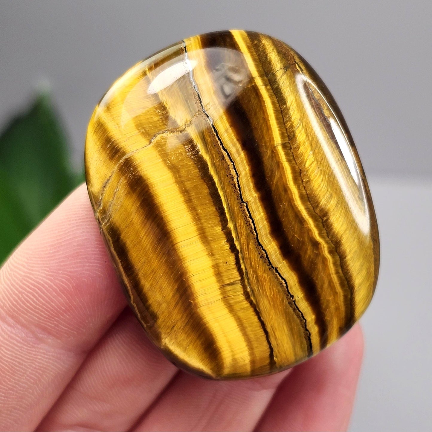 Tiger's Eye Palm Stone, Polished Tigers Eye Crystal