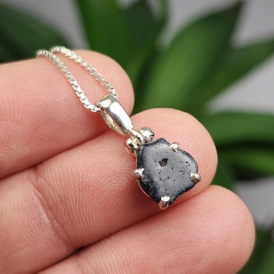 Benitoite Crystal Pendant, Blue Benitoite Sterling Silver Necklace