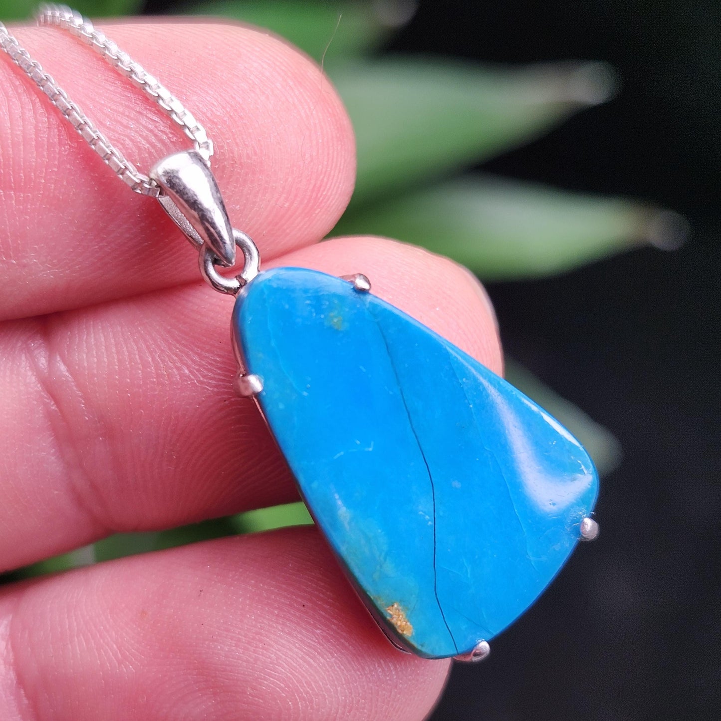 Peruvian Blue Opal Pendant, Sterling Silver Natural Blue Opal Jewelry