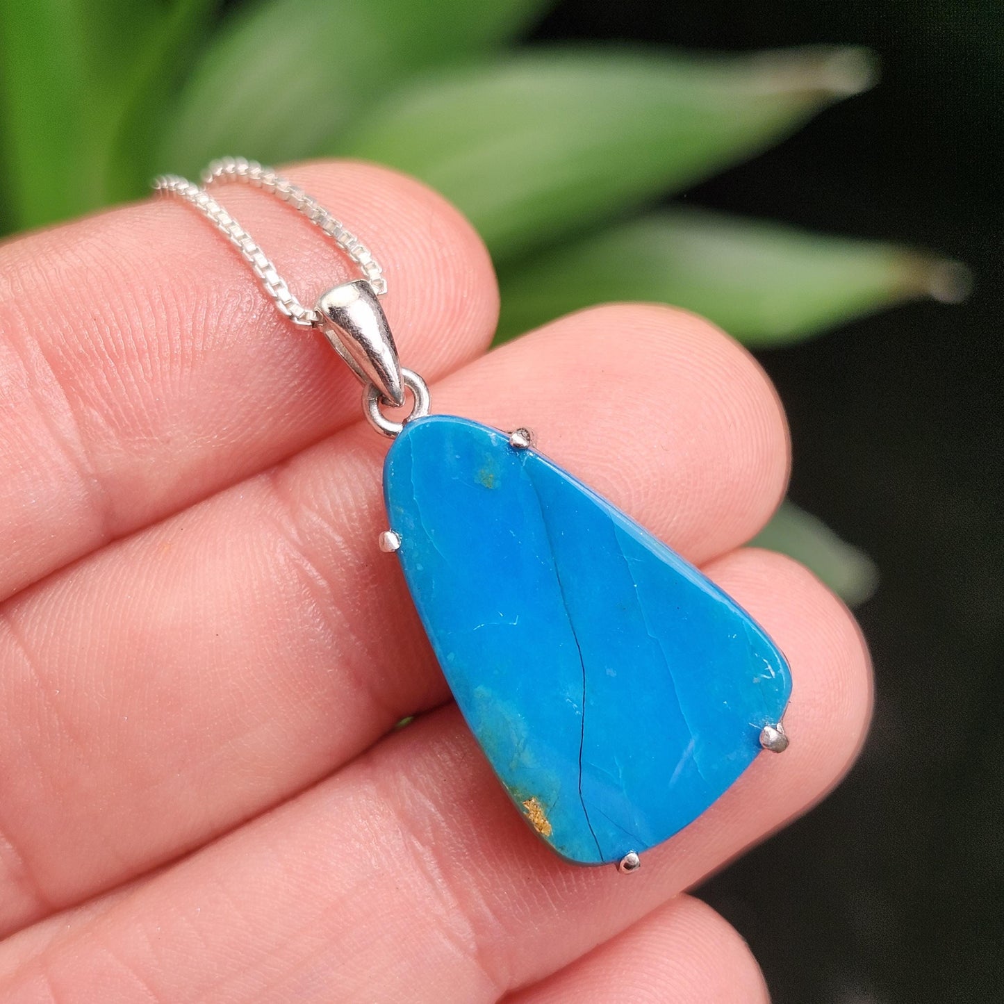 Peruvian Blue Opal Pendant, Sterling Silver Natural Blue Opal Jewelry