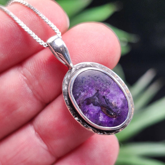 Sugilite Pendant, Sterling Silver Sugilite Necklace