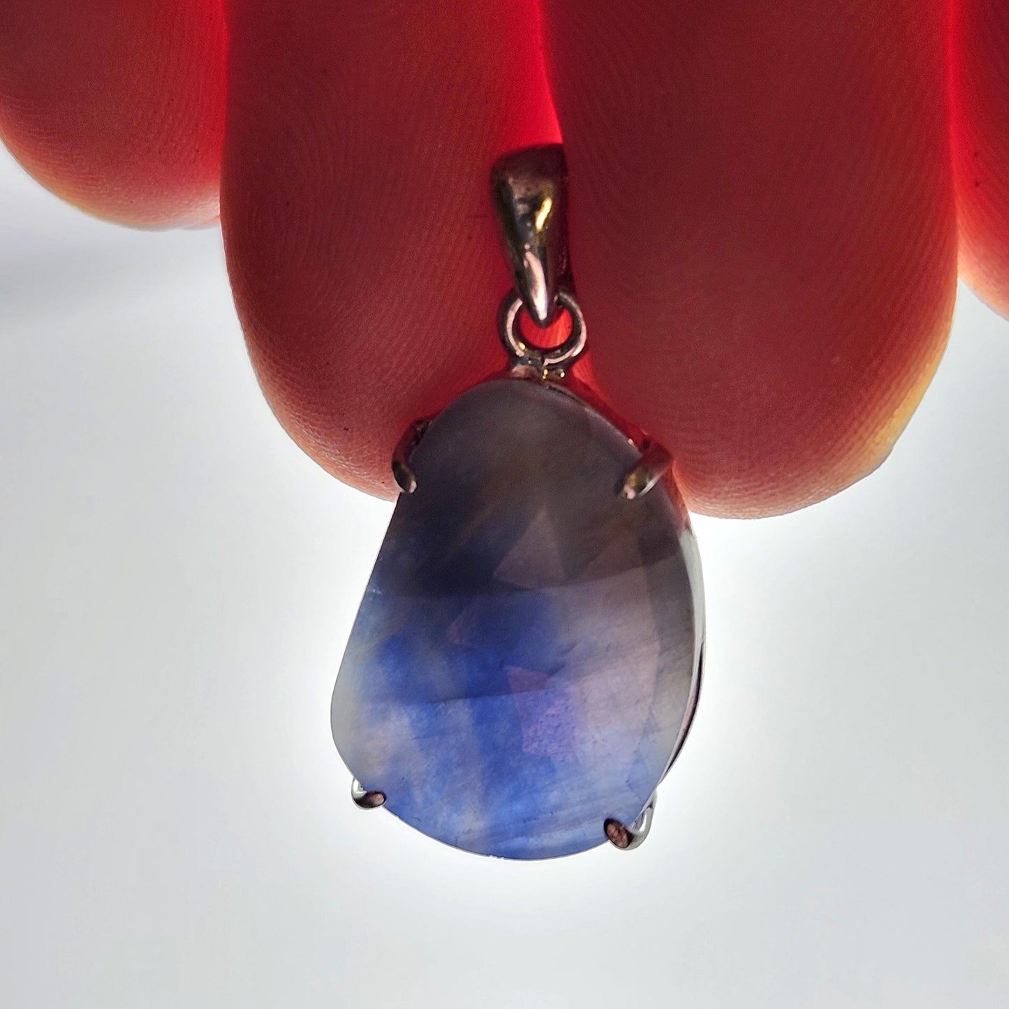 Blue Sapphire Pendant, Faceted Sapphire Sterling Silver Necklace