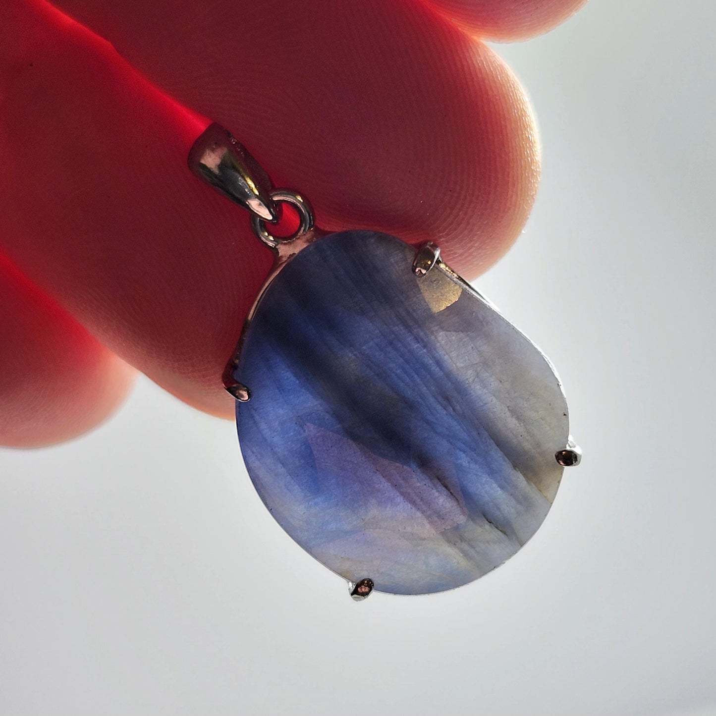 Blue Sapphire Pendant, Faceted Sapphire Sterling Silver Necklace
