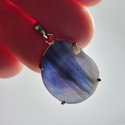 Blue Sapphire Pendant, Faceted Sapphire Sterling Silver Necklace