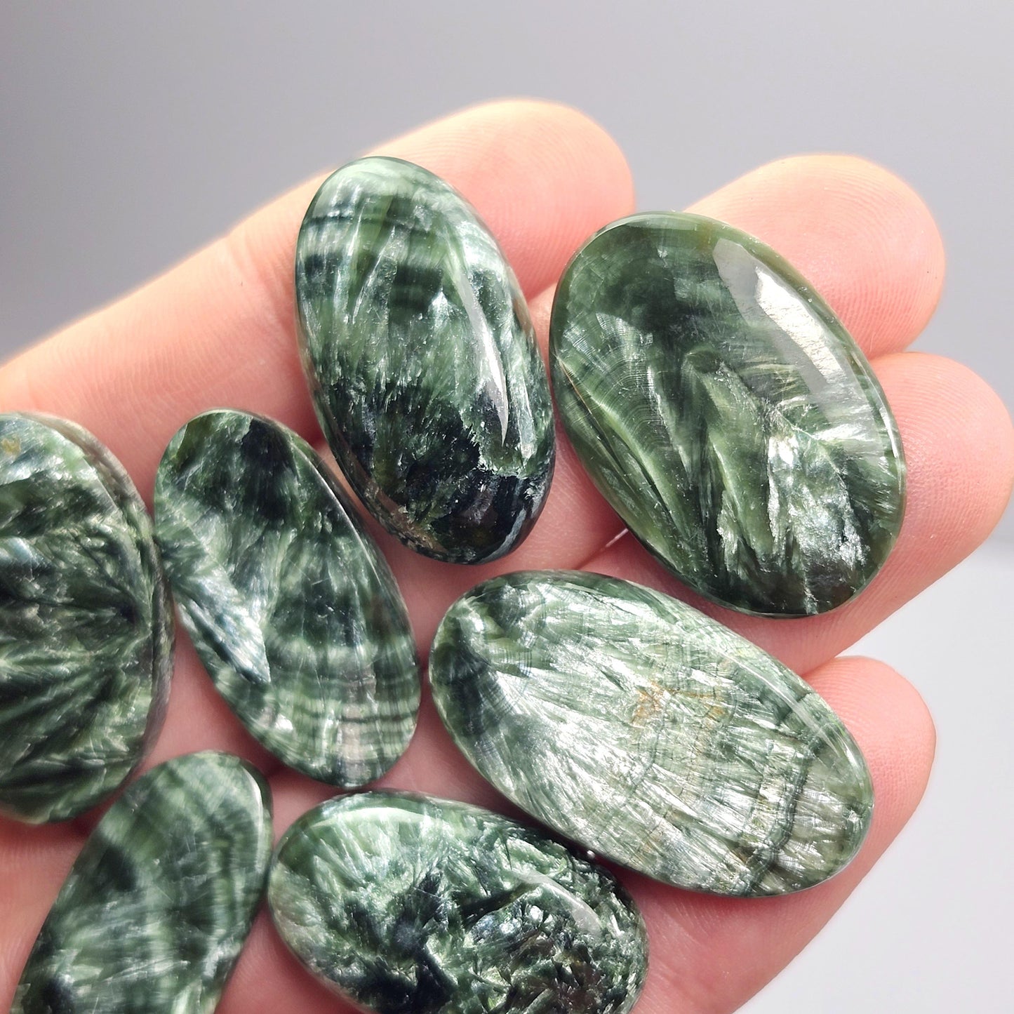 Seraphinite Crystal Cabochon, Jewelry Making Supply