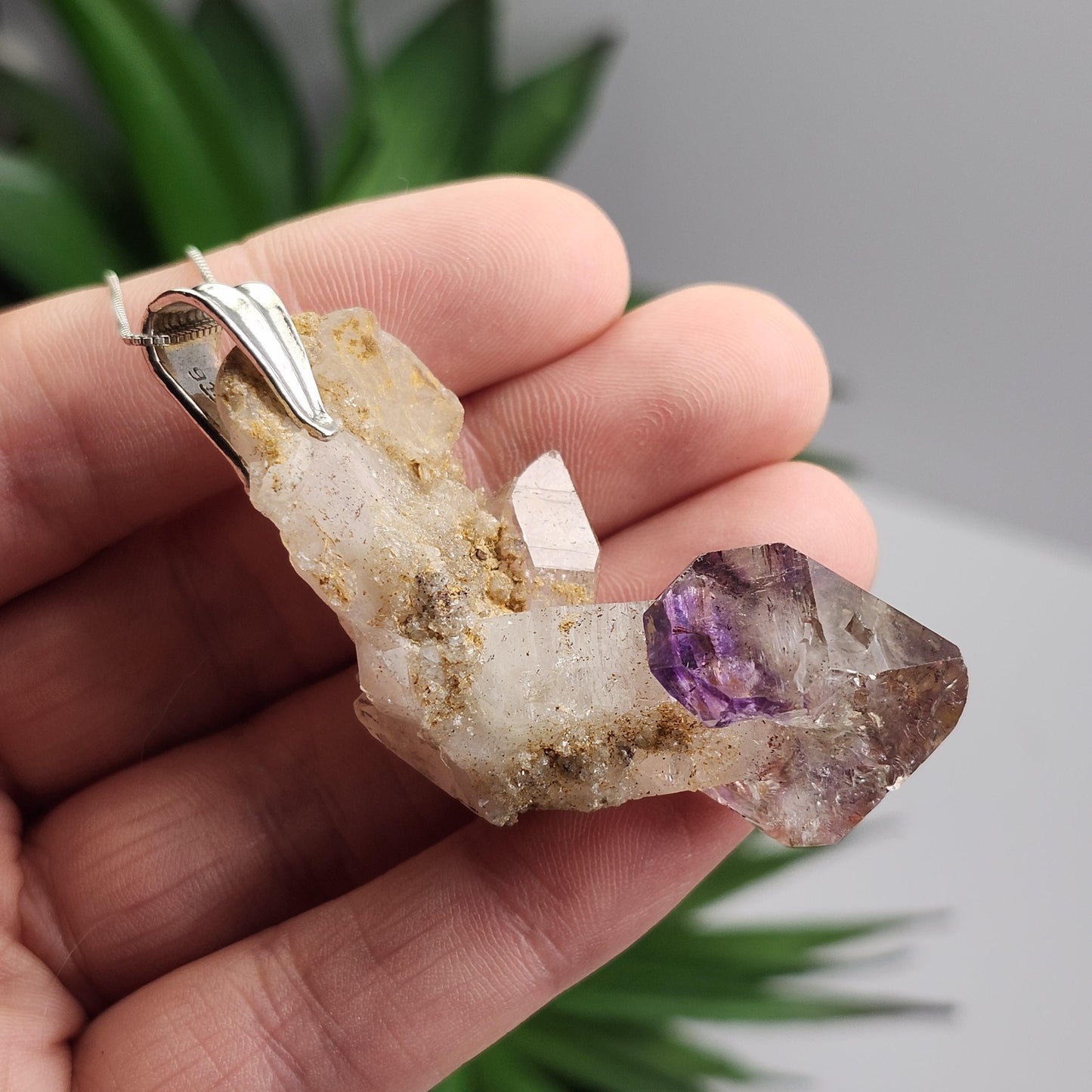 Shangaan Amethyst Scepter Sterling Silver Necklace, Chibuku Mine, Gobobeseb Mountains