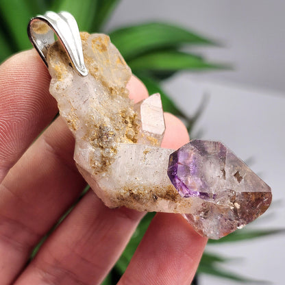 Shangaan Amethyst Scepter Sterling Silver Necklace, Chibuku Mine, Gobobeseb Mountains