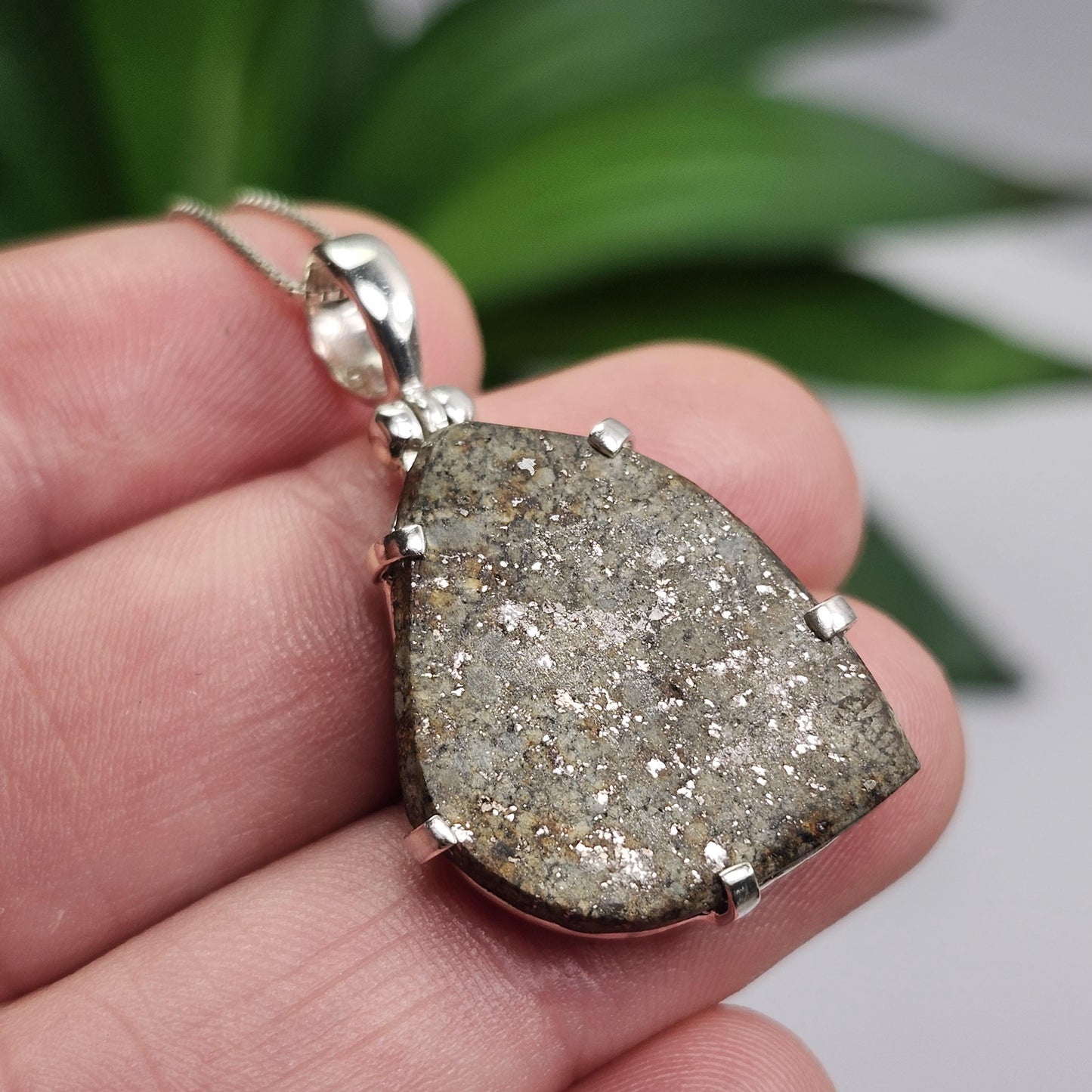 Meteorite Pendant, Sterling Silver Natural Chondrite Meteorite Necklace