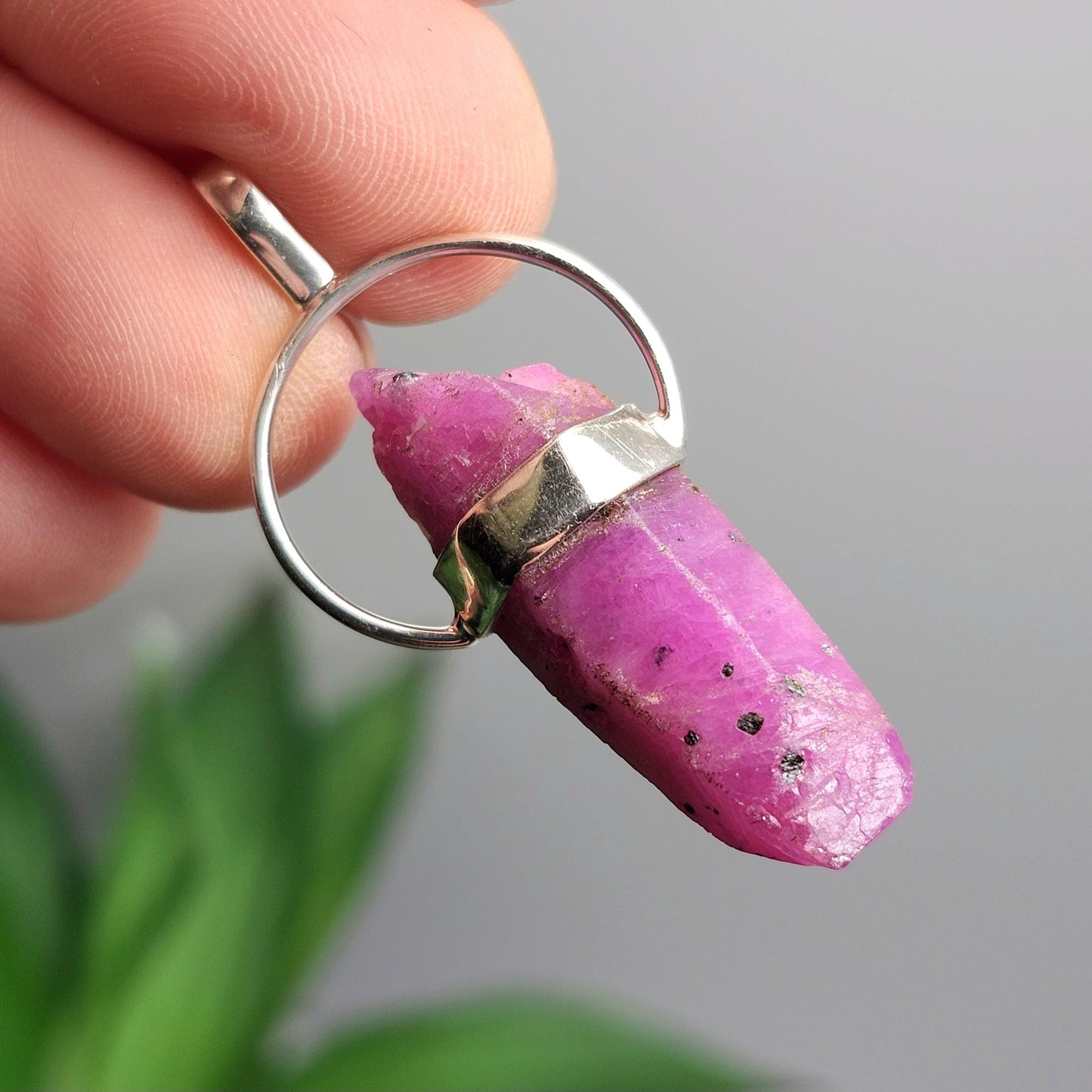 Ruby Crystal Pendant, UV Reactive Ruby Sterling Silver Necklace