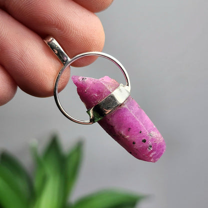 Ruby Crystal Pendant, UV Reactive Ruby Sterling Silver Necklace