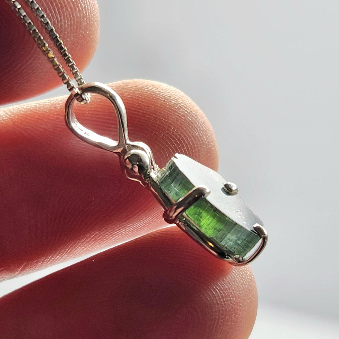 Blue Tourmaline Slice Pendant, Sterling Silver Tourmaline Crystal Necklace