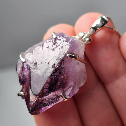 Thunder Bay Amethyst Crystal Pendant, Sterling Silver Amethyst Necklace