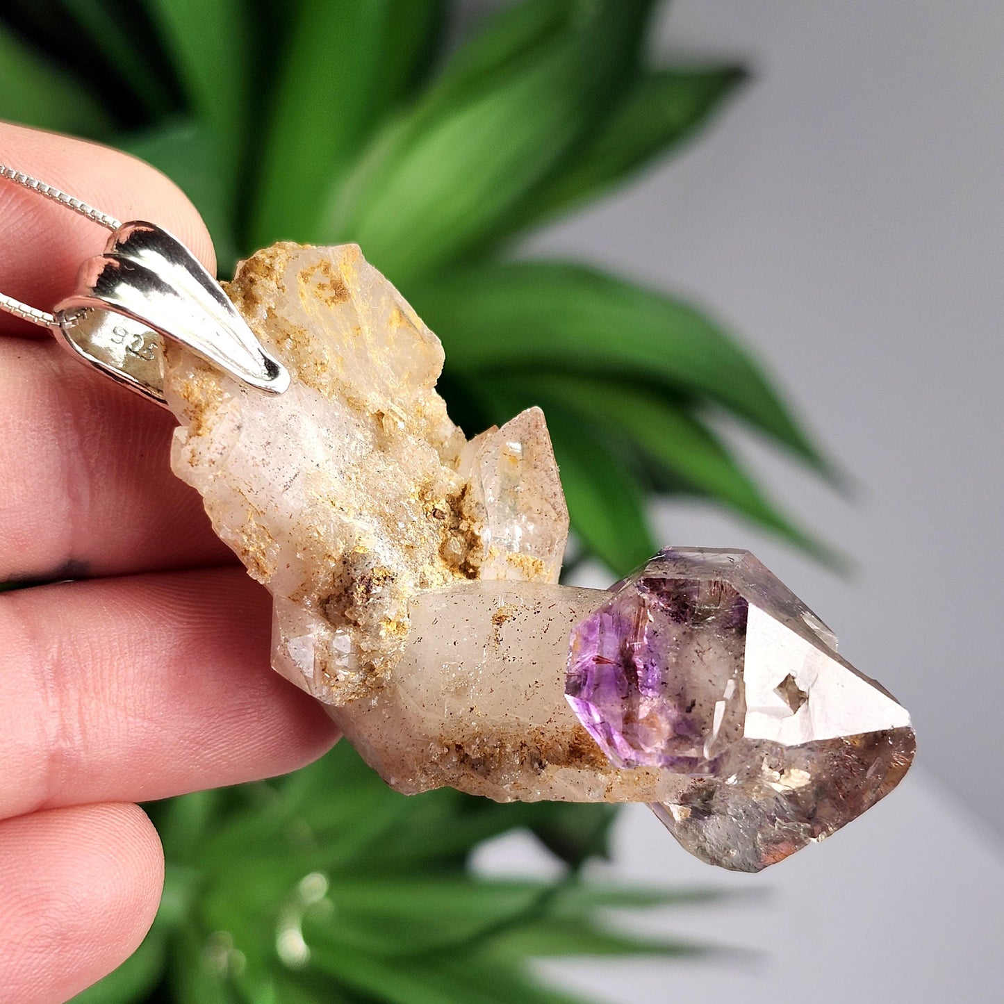 Shangaan Amethyst Scepter Sterling Silver Necklace, Chibuku Mine, Gobobeseb Mountains