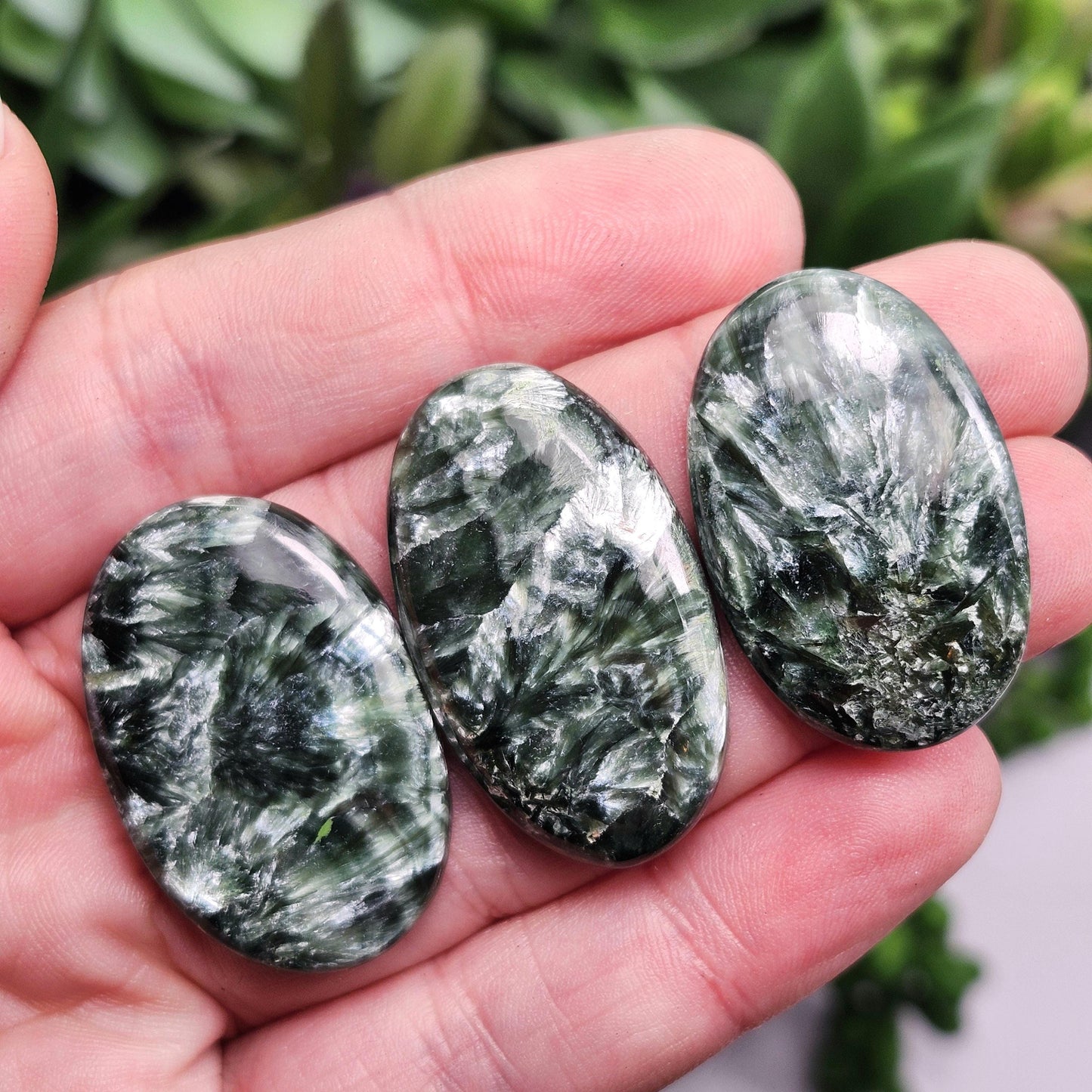 Seraphinite Crystal Cabochon, Jewelry Making Supply