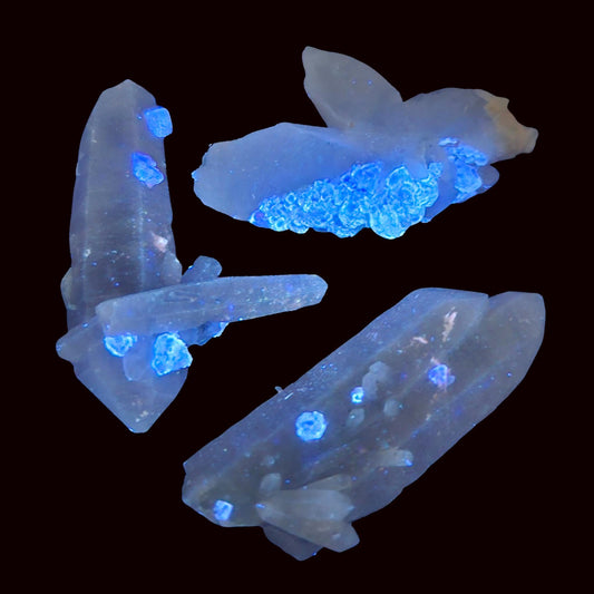 UV Reactive Fluorite on Quartz, Fluorescent Fluorite & Quartz