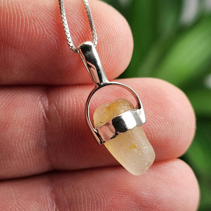 Golden Sapphire Pendant, OLD STOCK Sri Lankan Sapphire Crystal Necklace