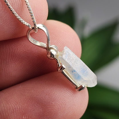 Papagoite in Quartz Pendant, Terminated Papagoite Sterling Silver Necklace