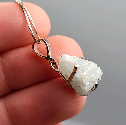 Euclase Crystal Pendant, Brazilian Blue Euclase Sterling Silver Necklace