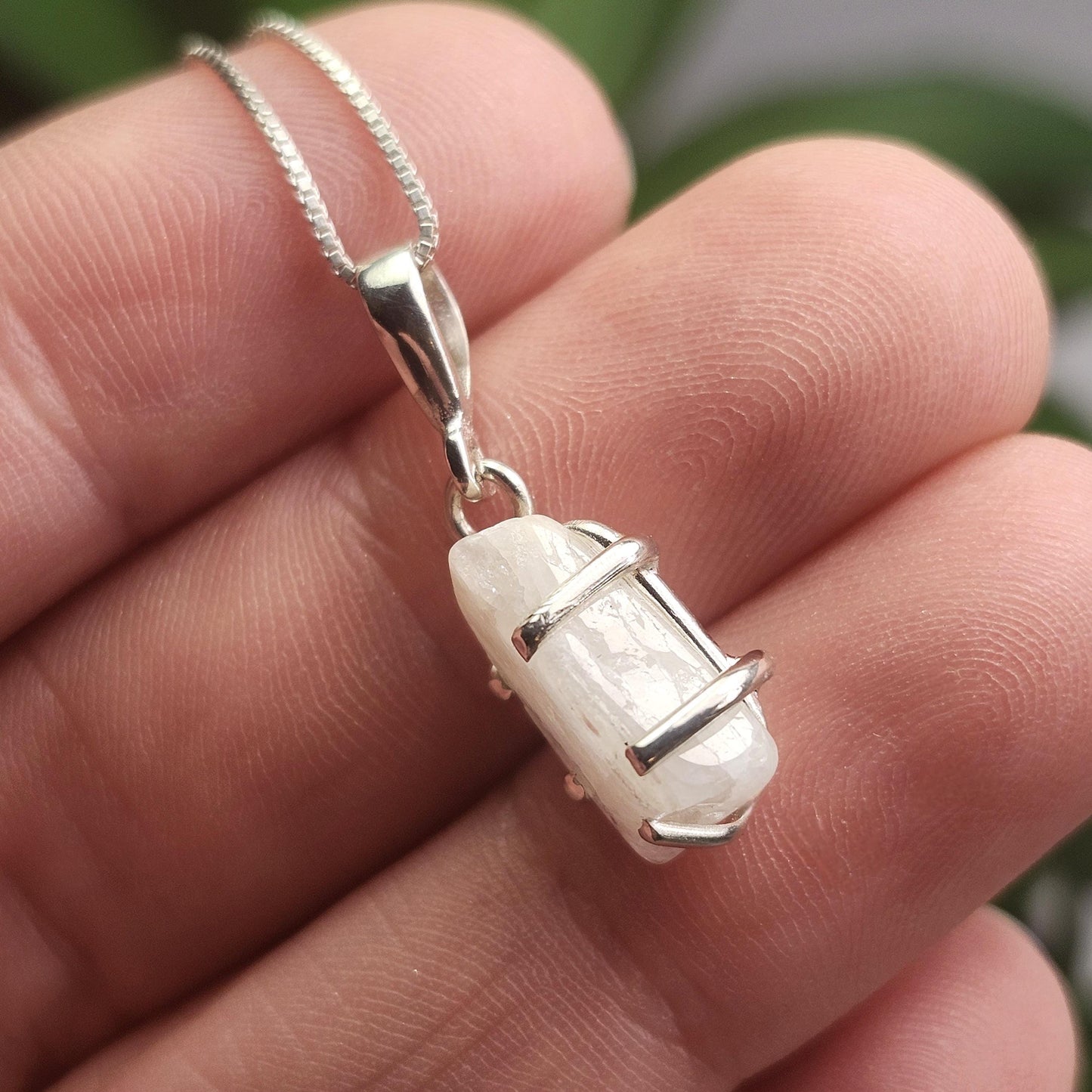 Phenacite Pendant, Nigerian Polished Phenakite Crystal Sterling Silver Necklace