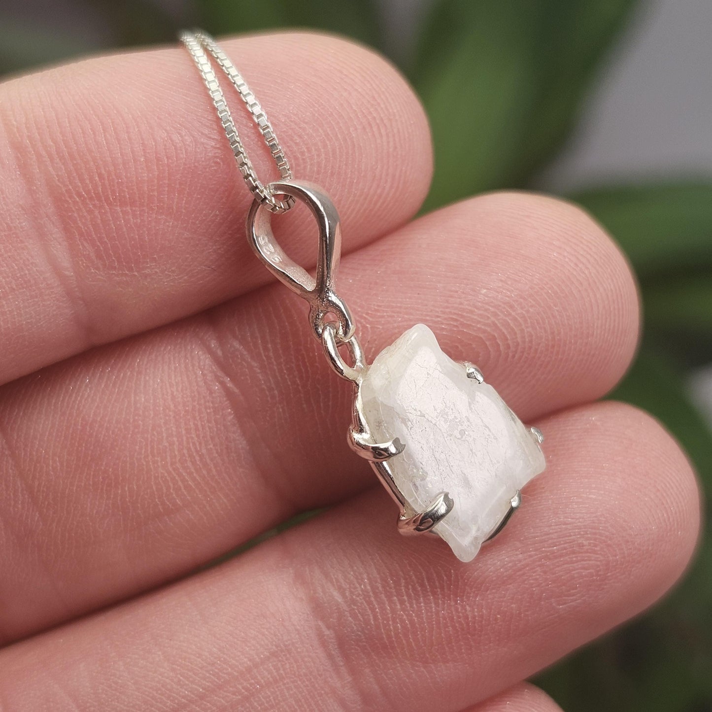 Phenacite Pendant, Nigerian Polished Phenakite Crystal Sterling Silver Necklace