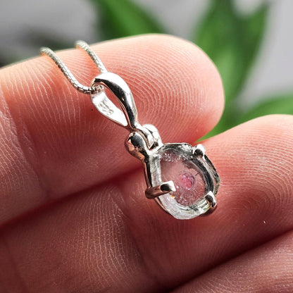 Blue Watermelon Tourmaline Pendant, Sterling Silver Tourmaline Gemstone Necklace